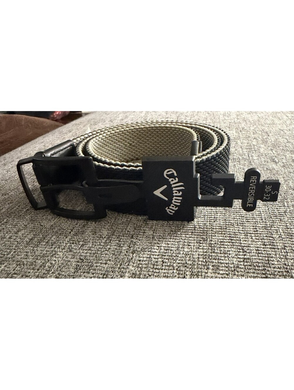 Callaway S 30-32 Swing Tech Reversible Braided Black/Khaki Stretch Belt New
